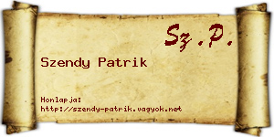 Szendy Patrik névjegykártya