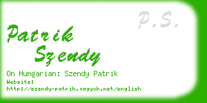 patrik szendy business card